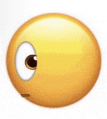 a yellow smiley face with a white eye and a slight smirk on its face .