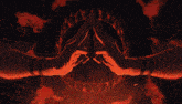 a drawing of a person 's torso with a red and black background