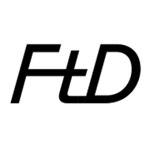 a black and white logo for ftd on a white background