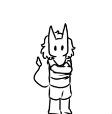 a black and white drawing of a cat with a tail and a tail .