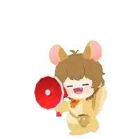 a cartoon character is holding a red megaphone in his hand