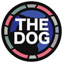 a logo for the dog shows a dog in the center