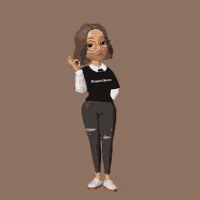 a cartoon girl is wearing a tropical paradise shirt