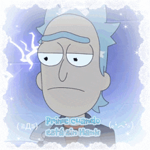 a picture of rick from rick and morty with the words primer cuando esta sin hank below it
