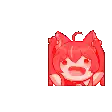 a pixel art of a girl with red hair and cat ears
