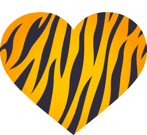 Tiger Print Heart Heart Sticker - Tiger Print Heart Heart Joypixels Stickers