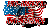 a pro-america anti-krasnov logo with an american flag and peace sign