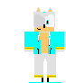 a minecraft character with a blue jacket and white pants