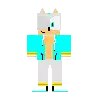 a minecraft character with a blue jacket and white pants