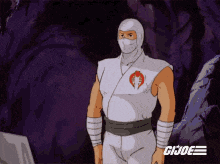 a cartoon of a gi joe character standing in front of a computer