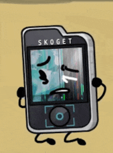 a cartoon drawing of a skoget phone with a sad face