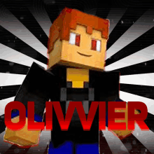 a cartoon character with the name olivier written in red