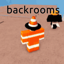 a cartoon character with a cone on his head and the words backrooms below him
