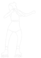 a black and white line drawing of a woman rollerblading .