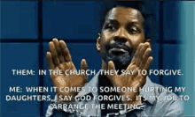a man in a jail cell with his hands on his face and a quote about forgiveness