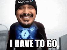 a man wearing a beanie that says multiverse on it