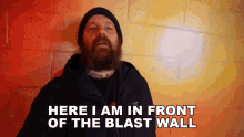Here I Am In Front Of The Blast Wall Teddy Safarian GIF - Here I Am In Front Of The Blast Wall Teddy Safarian Ohitsteddy GIFs