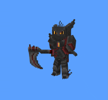 a pixel art drawing of a monster with a scythe