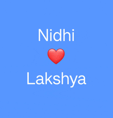 a blue background with nidhi and lakshya written on it