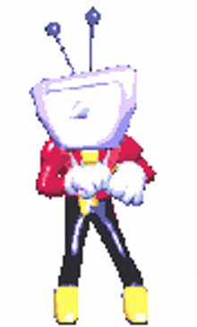 a cartoon character with a tv head and antennas on his head