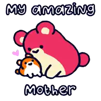 a cartoon of a teddy bear hugging a smaller teddy bear with the words my amazing mother below it