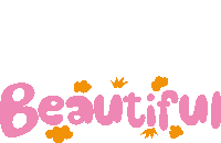 Beautiful Beautiful In Pink Bubble Letters Surrounded By Yellow Crowns And Clouds Sticker - Beautiful Beautiful In Pink Bubble Letters Surrounded By Yellow Crowns And Clouds Pretty Stickers
