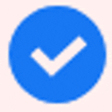 a white check mark in a blue circle .