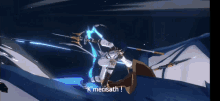a video game character with a sword and shield says k merisath