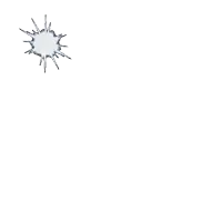 a white circle with a lot of spikes on it on a white background