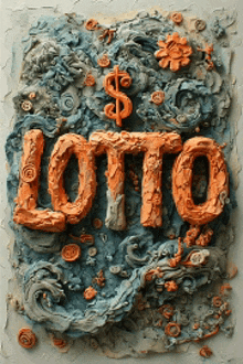 a painting of the word lotto with a dollar sign in the background