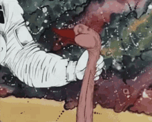 a cartoon drawing of a man holding a stick
