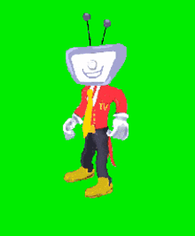 a cartoon character with a television head and antennas