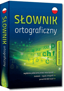 a book called slownik ortograficzny is displayed