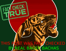 a picture of a tiger with a fact check true stamp on it