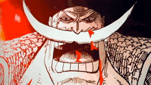 a drawing of a man with a white beard and a bloody mouth