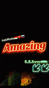 a neon sign that says amazing with a couple holding hands