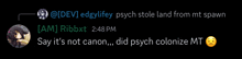 a screenshot of a conversation between edgylifey and ribbxt at 2:48 pm