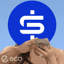 a blue circle with a dollar sign in the middle