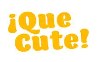 a sticker that says que cute in pink letters