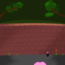 a cartoon drawing of a pig spray painting the word park