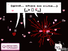 a speech bubble says " god shes so cute "