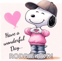 a picture of snoopy making a heart with his hands
