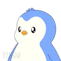 a penguin is looking through a magnifying glass with the letters ngu in the background