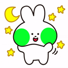 fluorescent white rabbit night time stars
