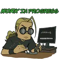 a cartoon of a man sitting in front of a computer screen that says loading