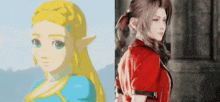 a close up of a cartoon character next to a close up of a video game character