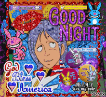 a picture of a cartoon character with the words good night written on it