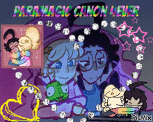 a collage of cartoon characters with the words " paramagic canon lever " on the top