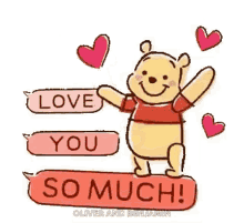 winnie the pooh i love you i love you so much heart love