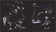 a colorful drawing of a face with the letter y on the bottom left